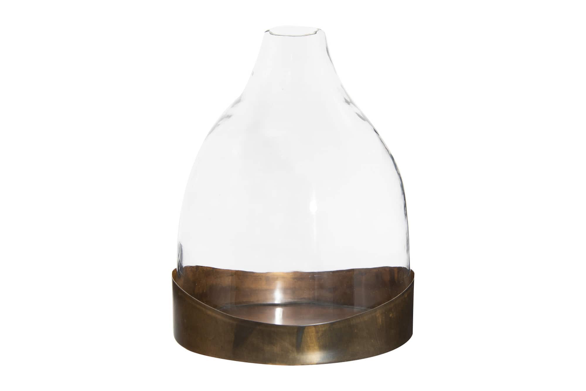 Hello Honey® Glass Cloche with Antique Copper Metal Tray